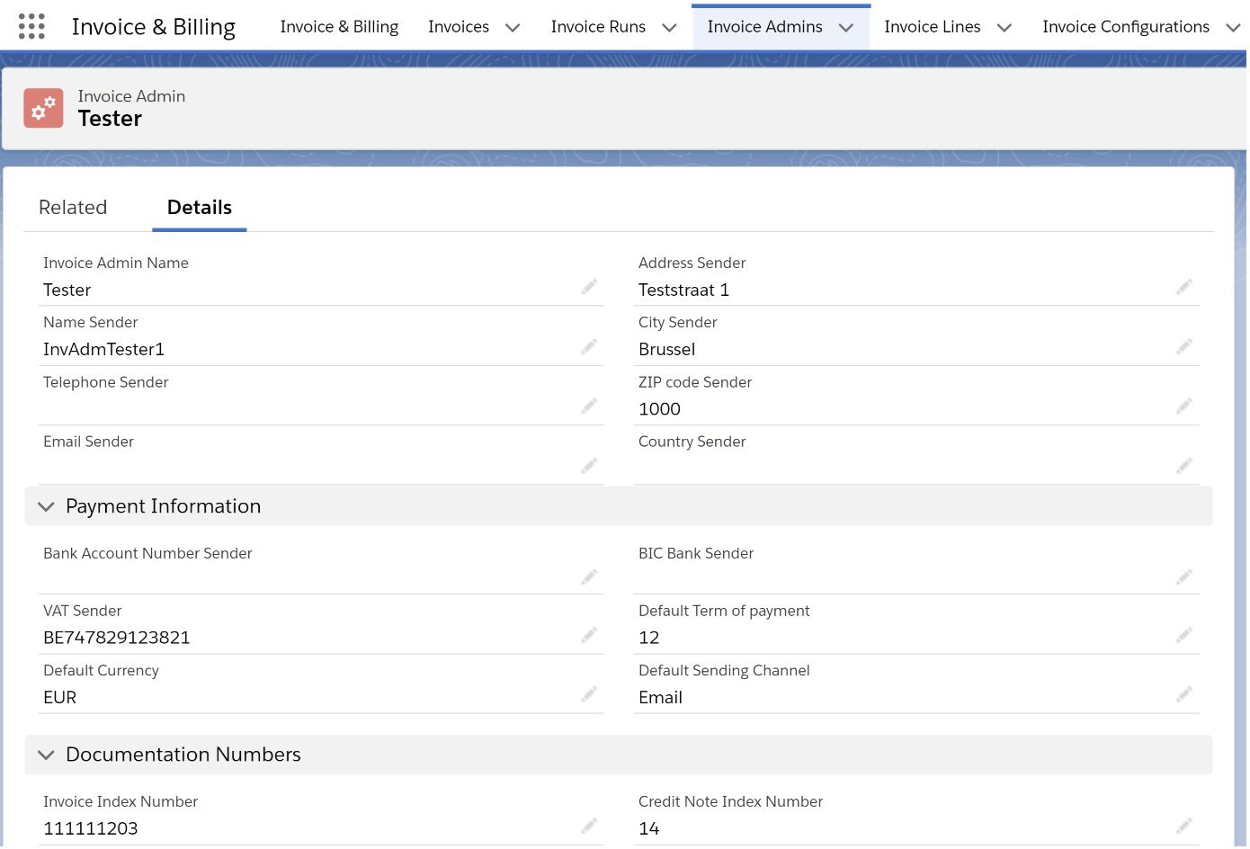 Invoice admin is the base of your Papaya invoicing app for Salesforce